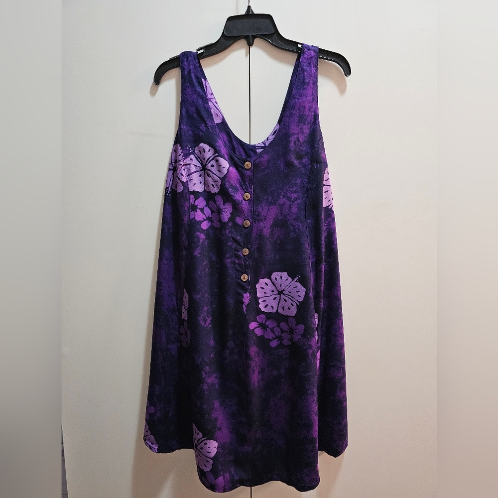 Young Fashion Aloha Floral Purple Sundress XL